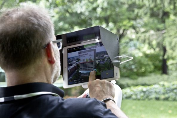 St Louis Drone Aerial Photographer navigating the next shot.